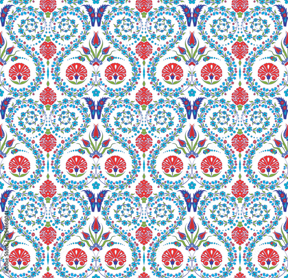 seamless pattern designed with ottoman tile motifs