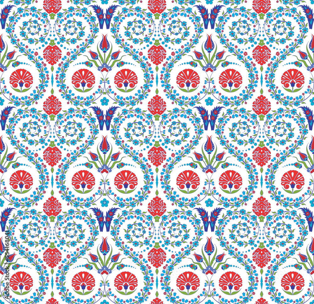 seamless pattern designed with ottoman tile motifs seamless pattern designed with ottoman tile motifs