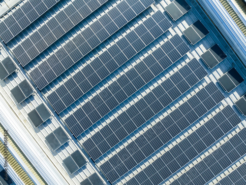 solar panels on factory rooftop