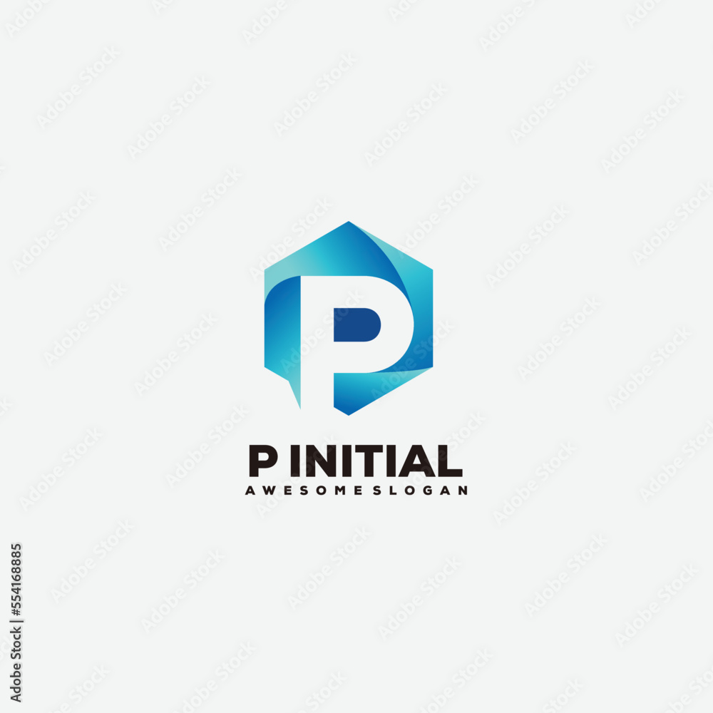 initial p icon logo gradient colorful