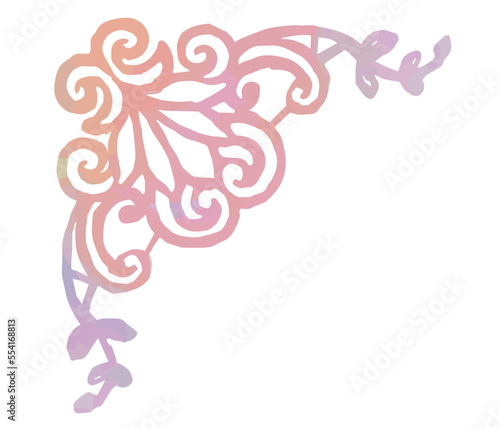 フレーム用コーナー。アンティークなレース風。水彩風、ベクター素材。