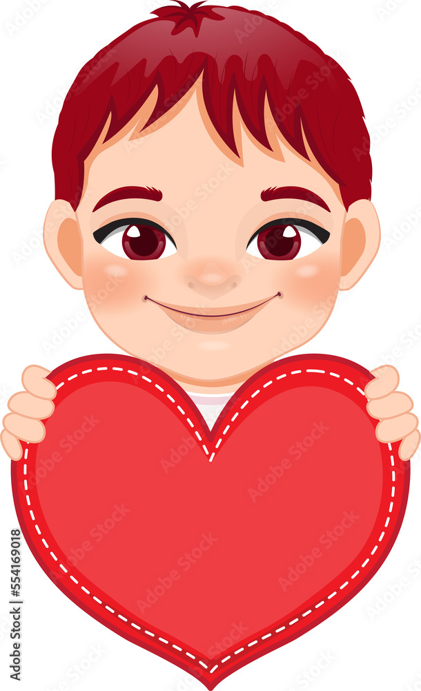 Cute little Boy Holding Red Heart Happy Kids Celebrating Valentine s Day Cartoon Character Design Cute little Boy Holding Red Heart Happy Kids Celebrating Valentine s Day Cartoon Character Design