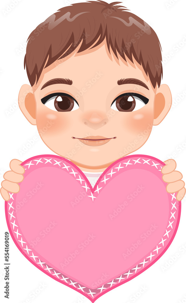 Cute little Boy Holding Pink Heart Happy Kids Celebrating Valentine s Day Cartoon Character Design Cute little Boy Holding Pink Heart Happy Kids Celebrating Valentine s Day Cartoon Character Design