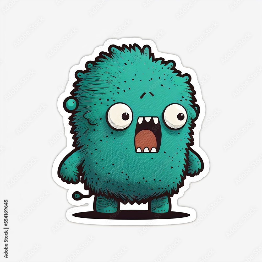 Cute monster sticker created with AI Cute monster sticker created with AI