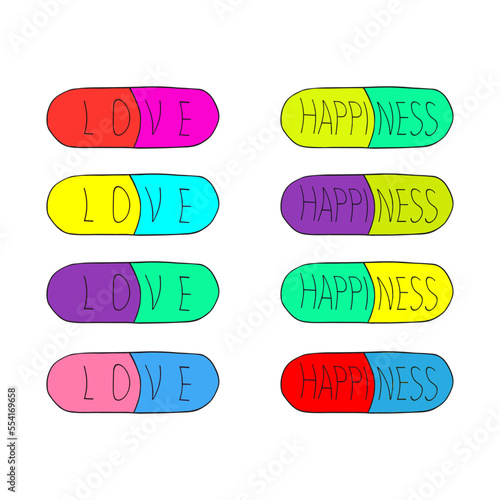 Set of capsules with Love and Happiness.