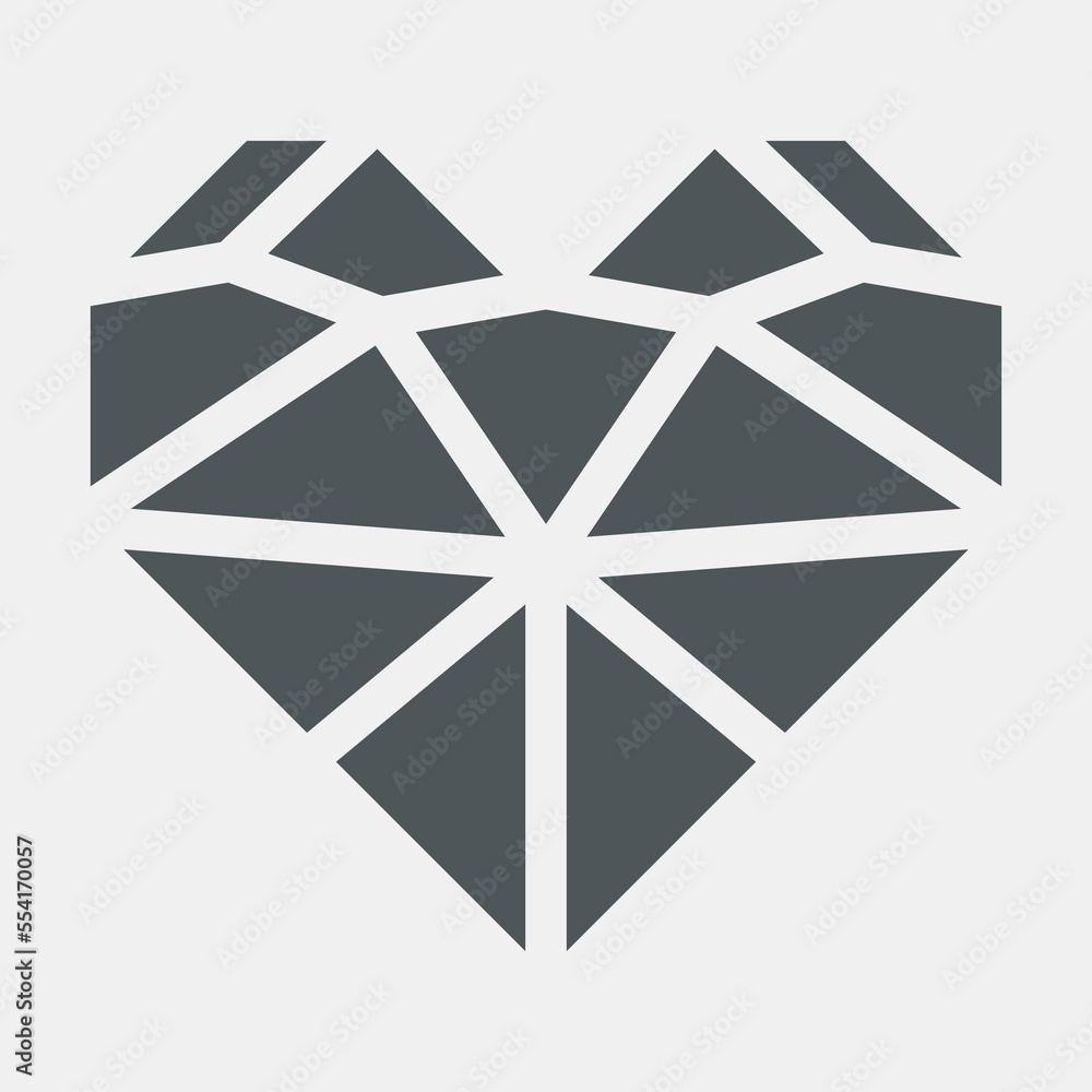 Geometric heart cartoon origami quality vector illustration cut