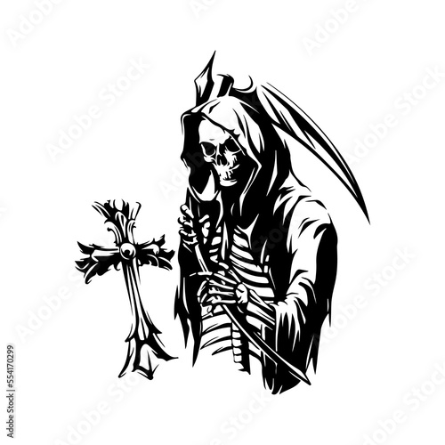 vector illustration of spooky grim reaper