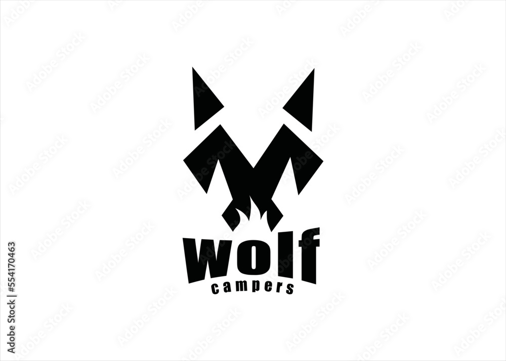 wolf fox mountain camping ground logo design wolf fox mountain camping ground logo design