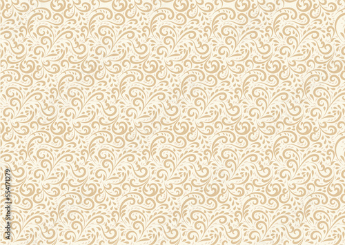 Wallpaper in the style of Baroque. A seamless vector background. Floral pattern. © M.Designer
