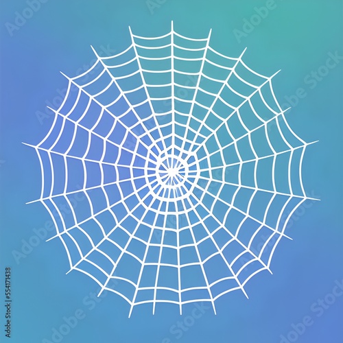 Generative AI.directly below shot of spider web against blue background