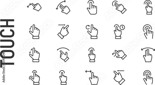 Vector set of touch thin line icons.