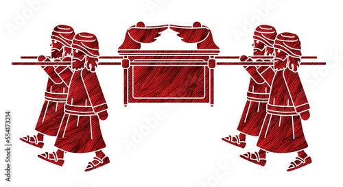 Group of Levi Carrying Ark of the Covenant Cartoon Graphic Vector 
