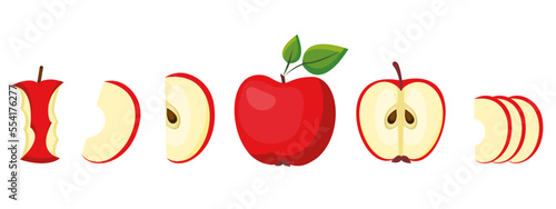 Vector image of an apple. The concept of healthy food and fresh fruit. Juicy fruits, apple snacks, vegetarian dishes.