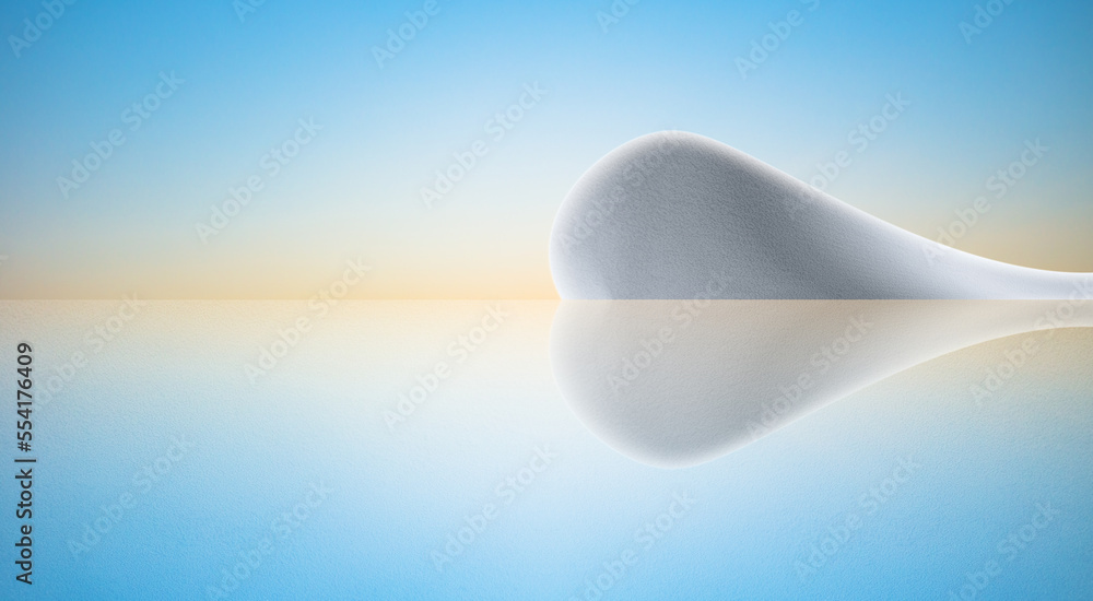 Modern abstract buildings and reflections on the lake, with  clean and bright sky background.