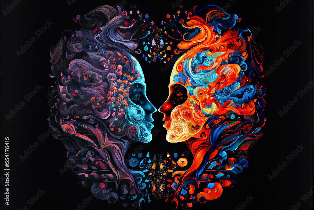 abstract background in the form of lovers, a symbol of Valentine's Day, feelings and emotions between lovers, a psychological portrait of a family concept - obrazy, fototapety, plakaty 
