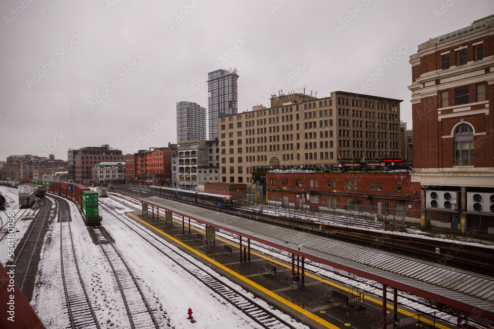 Train station panorama view - winter time