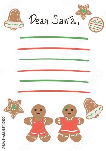 Mockup of letter to Santa Claus with Christmas cookies