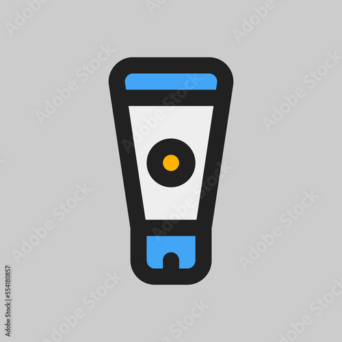 Suncream icon in filled line style about travel, use for website mobile app presentation