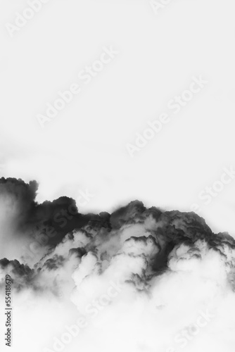dangerous and dramatic cloud of black smoke after an explosion in the sky