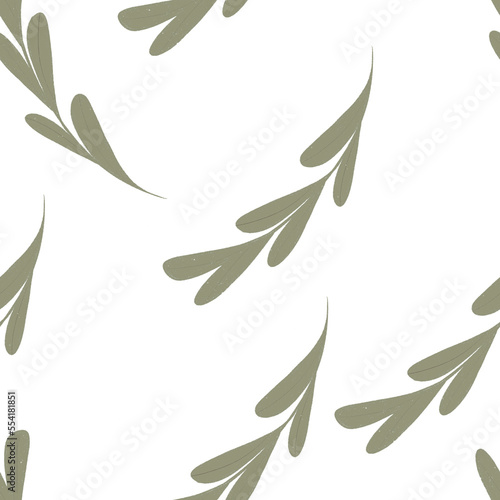 Seamless pattern Plant with green spot hand drawn