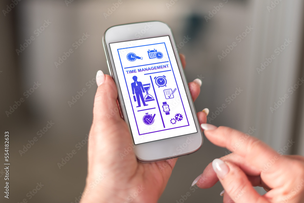 Time management concept on a smartphone Time management concept on a smartphone