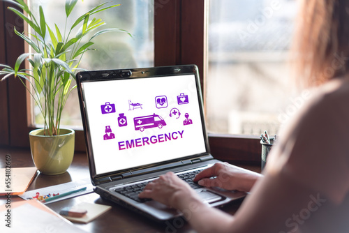 Emergency concept on a laptop screen