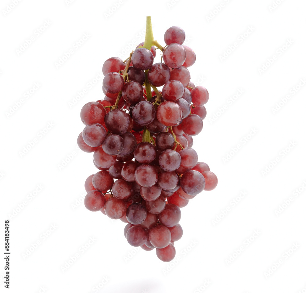 fresh red grapes isolated on a white background
