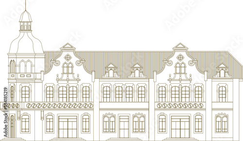 illustration of Medieval Classical Building T-shirt Decoration