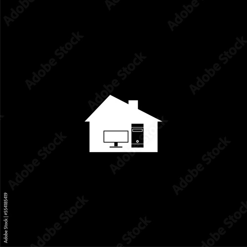 Working at home icon isolated on dark background