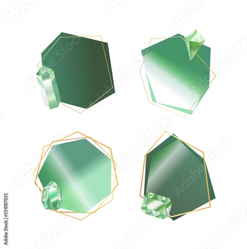 Decorative Speech Bubble, Frame, borders from hand drawn crystals and gems.