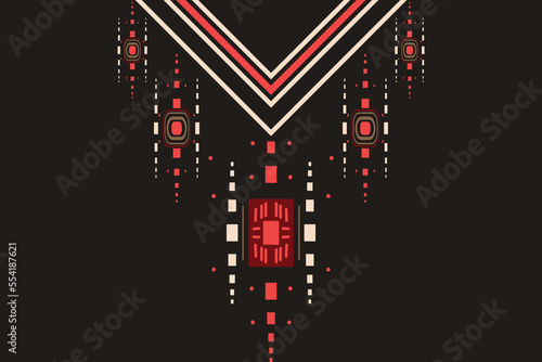 Neck line Pattern Vector Motif Geometric ethnic pattern neck embroidery Brocade kurta digital artwork textile print on fabric, Illustration