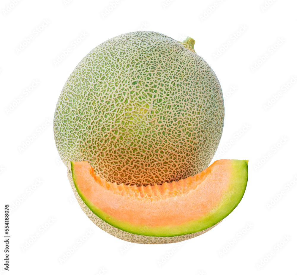 whole and slice of japanese melons, or cantaloupe isolated transparent png whole and slice of japanese melons, or cantaloupe isolated transparent png