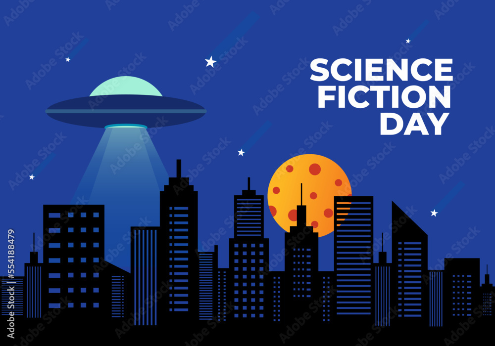 Science fiction day background banner poster celebrated on january 2nd Science fiction day background banner poster celebrated on january 2nd