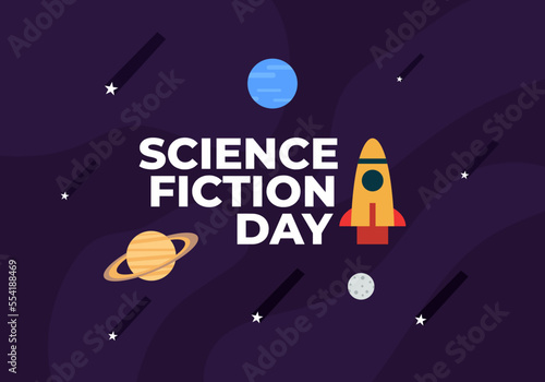 Science fiction day background banner poster celebrated on january 2nd