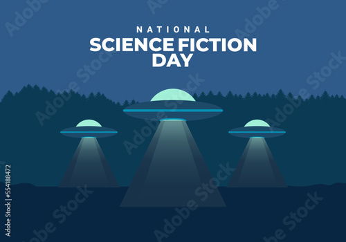 Science fiction day background banner poster celebrated on january 2nd