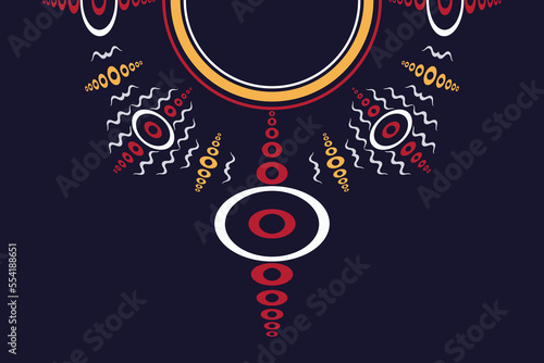 Vector Motif Palestinian fashion neck ornament Brocade kurta digital artwork textile print on fabric, Illustration