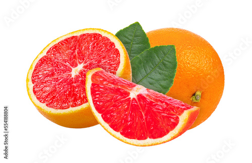 grapefruit with leaf isolated on transparent png