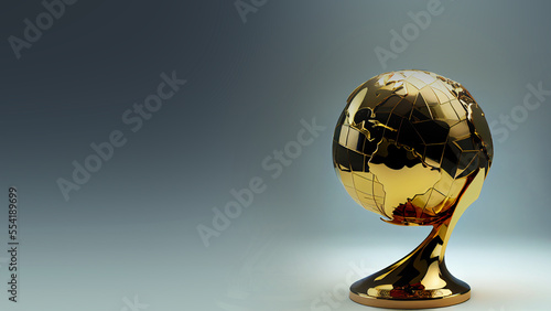 golden shimmering cup isolated on clean dark background, abstract,space for text,generative ai