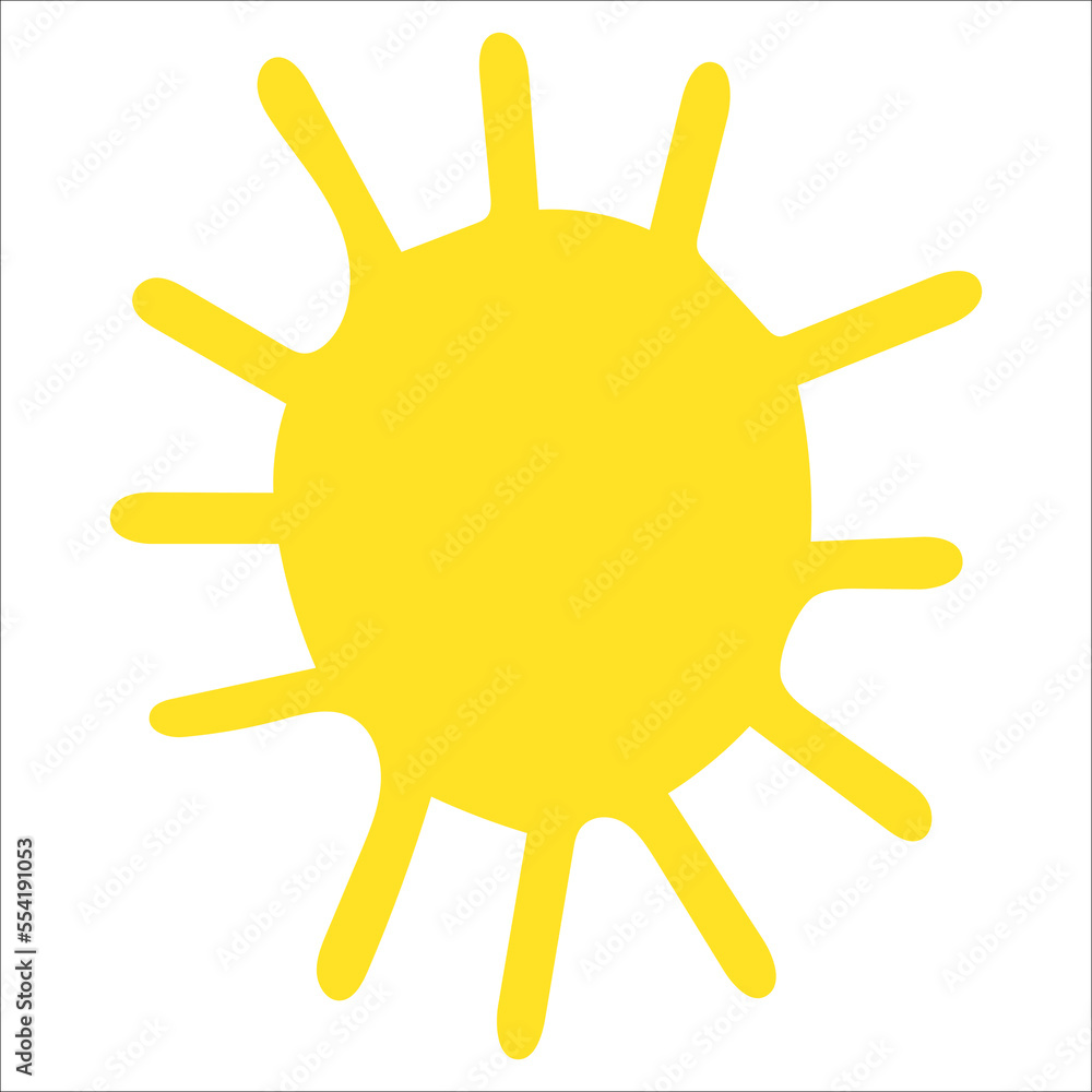 single hand drawn sun element, doodle illustration for web usage,kids print,creative icon,greeting cards and seasonal design,sticker,poster.