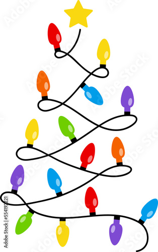 Christmas Tree color lights isolated