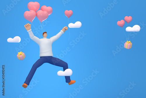 3d character in the festival of Valentine's Day. 3d rendering of graphic resourse.