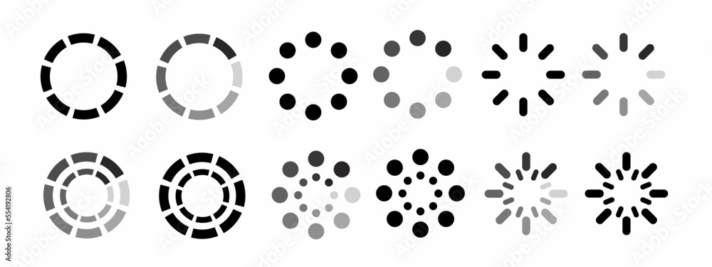Loading icon. Loading icon set. Stock vector. Loading icon. Loading icon set. Stock vector.