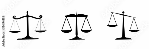 Scales of justice icon collection. Stock vector. photo