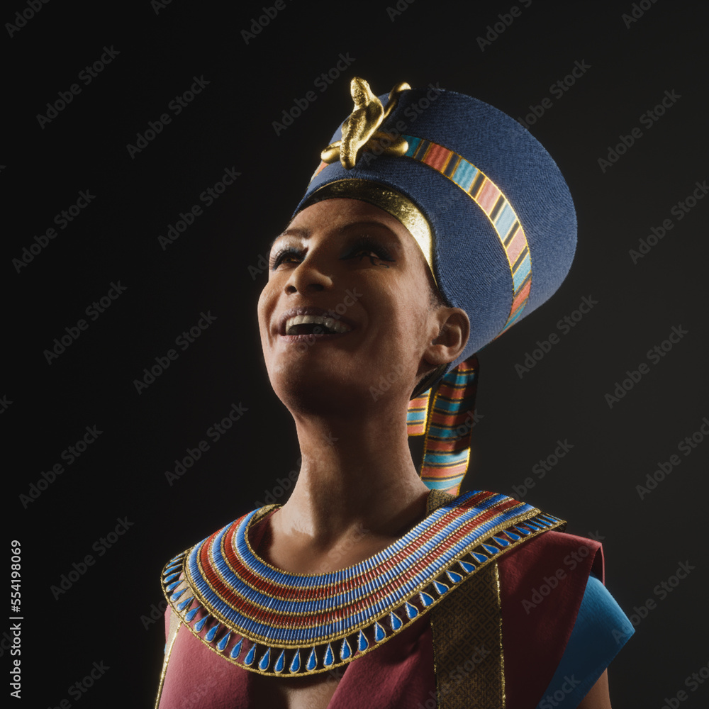 Obraz premium Queen Nefertiti. Artistic recreation. Digital human.
