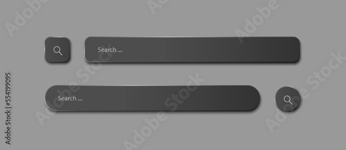 Two search strings of different shapes on a gray background. A set of Realistic search icons. Vector illustration.