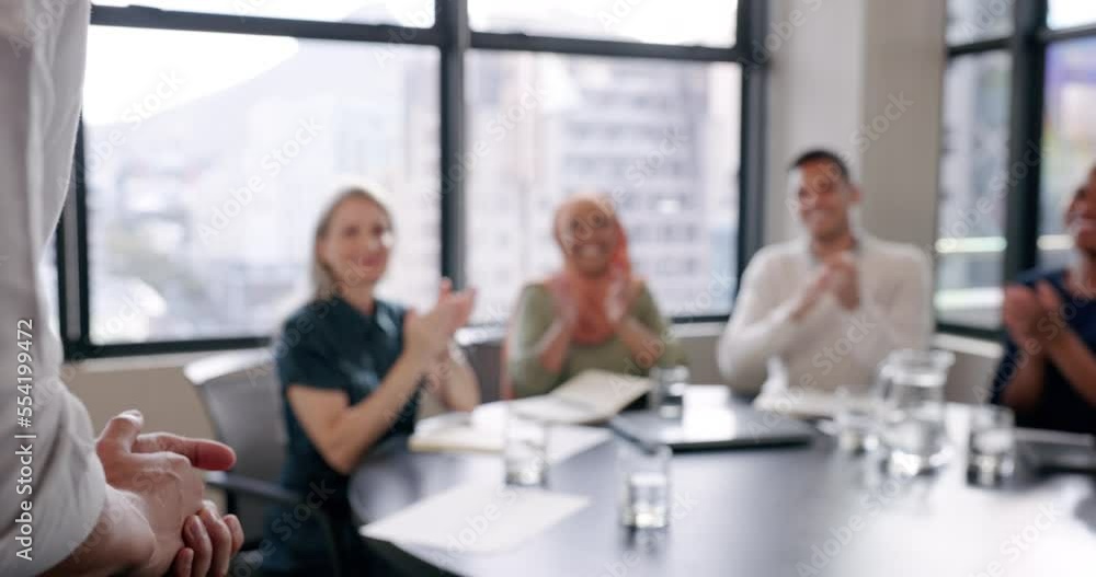 Presentation, applause and hands of businessman in meeting for agreement, success and thank you. Target, leadership and praise with business people celebrate for planning, growth and support Presentation, applause and hands of businessman in meeting for agreement, success and thank you. Target, leadership and praise with business people celebrate for planning, growth and support