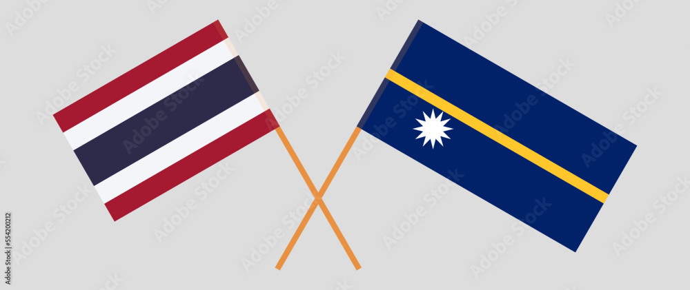 Crossed flags of Thailand and Nauru. Official colors. Correct proportion