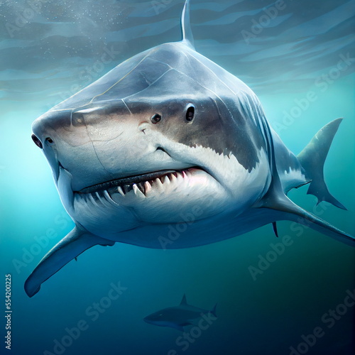 White shark underwater  photorealistic illustration generated by Ai