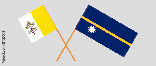 Crossed flags of Vatican and Nauru. Official colors. Correct proportion