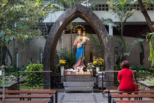 The statue of Mary Help of Christians in the church Saint John Bosco Jakarta. photo